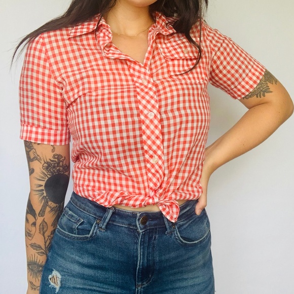Vintage Sears Red Plaid Rockabilly Button Down - Picture 4 of 7